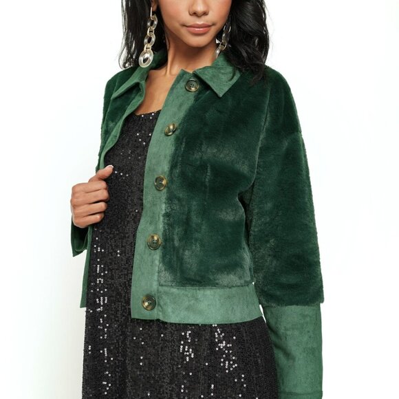 MYSTREE FAUX FUR MIX MEDIA JACKET - Picture 5 of 7